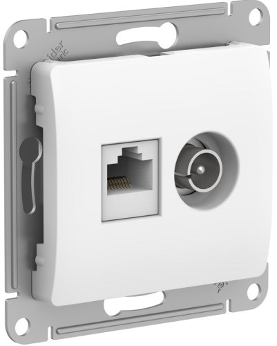 Розетка RJ45+TV Оконечная без рамки Systeme Electric Glossa 2-м. белый фото Розетка RJ45+TV Оконечная без рамки Systeme Electric Glossa 2-м. белый картинка